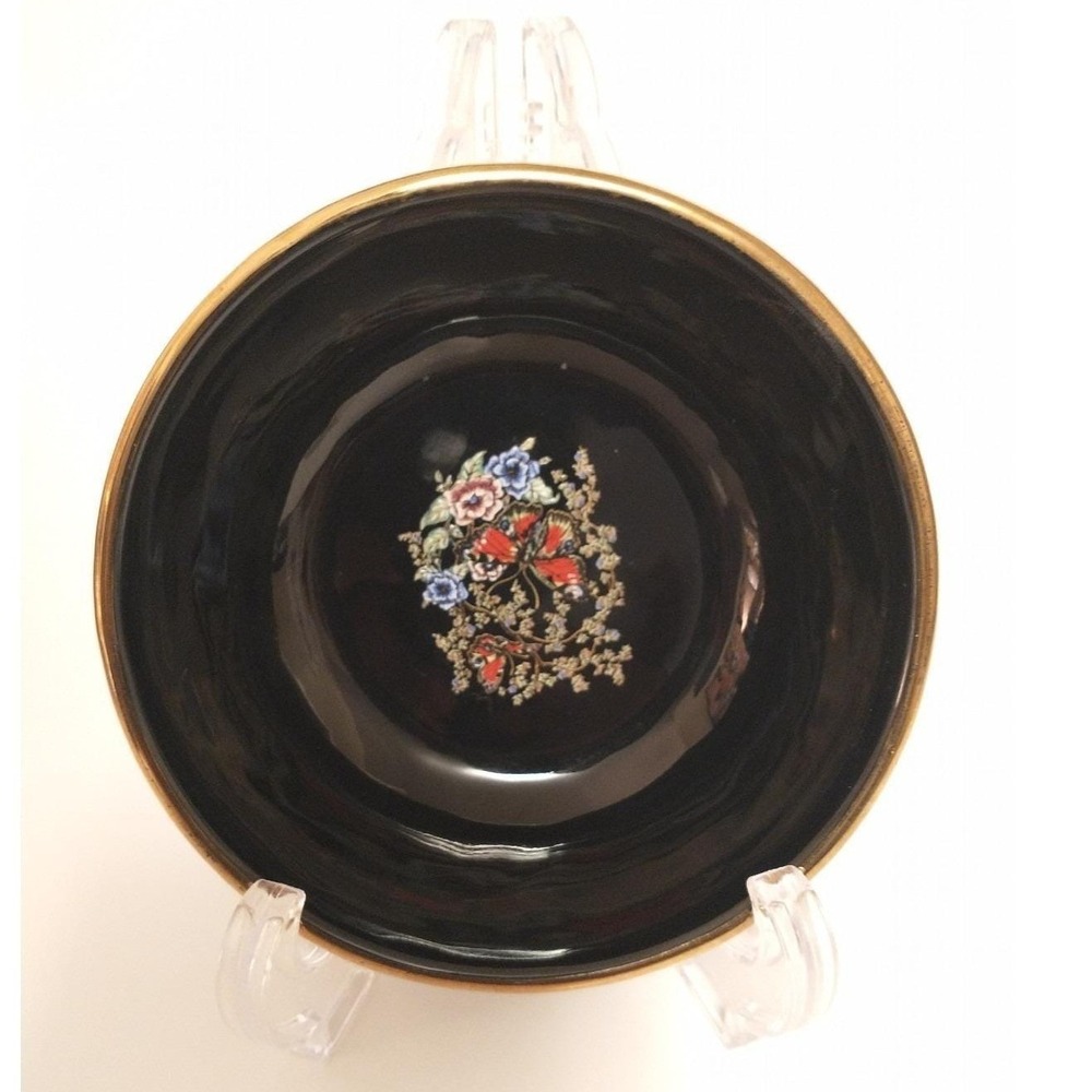Dakas Keramik Bowl 5" Dish 24k Gold Trim Floral Handmade in Rhodes GREECE VTG